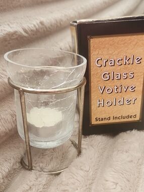 💥5/$30  Crackle Glass Votive Holder